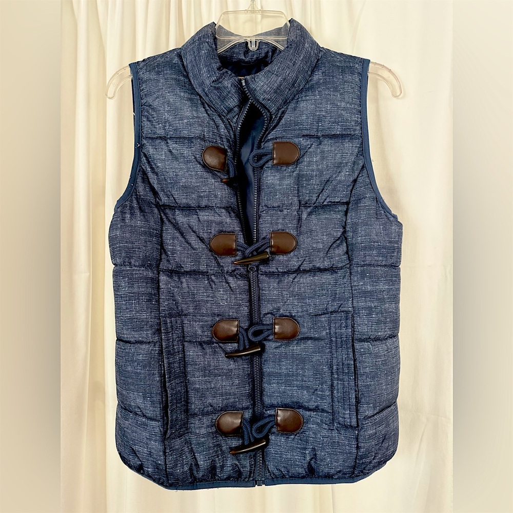 Ruff Hewn Women's Blue Sleeveless Button Puffer Vest Size Small